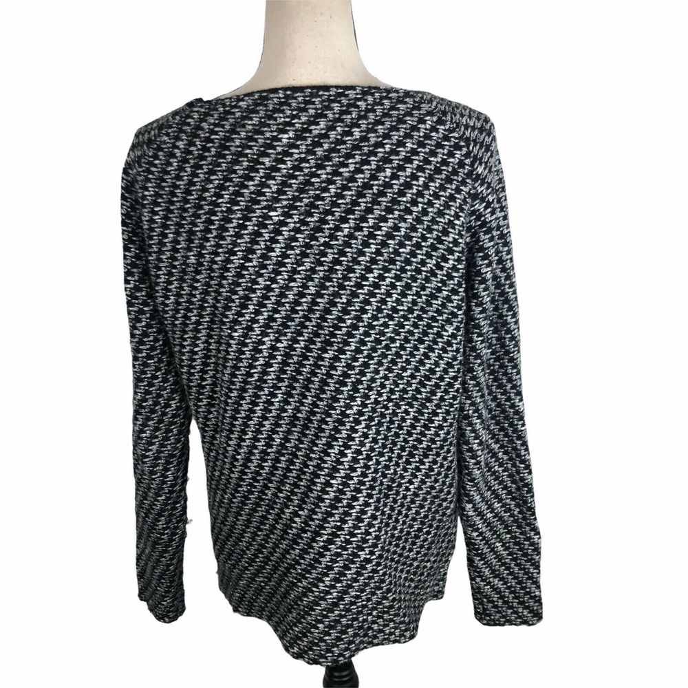 Zara Knit Black White Boat Neck Sweater M - Picture 5 of 7